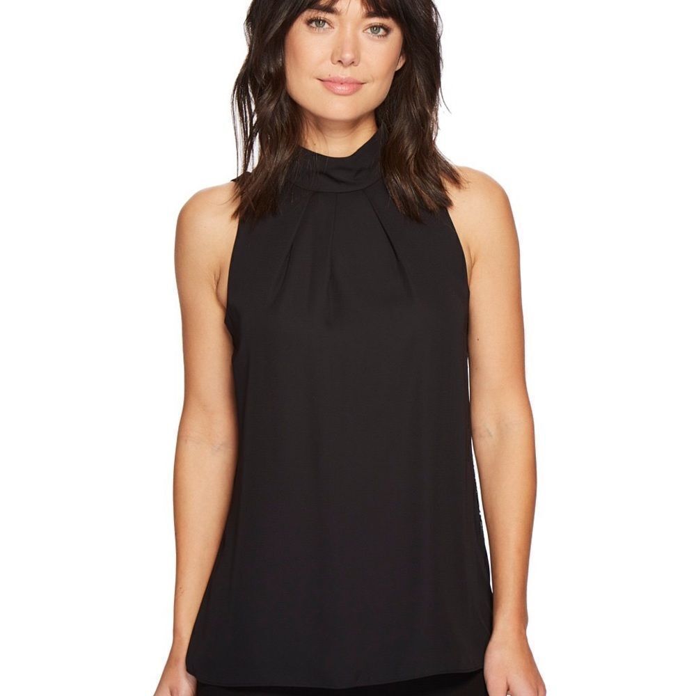 Ellen Tracy - Lace Back High Neck Shell (Night Sky) Women's Blouse